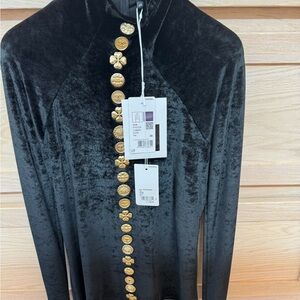 CHANEL Black and Gold Blouse with Velvet Finish